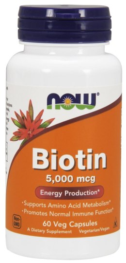 NOW FOODS Biotin 5000mcg, 60vcaps. - Biotyna