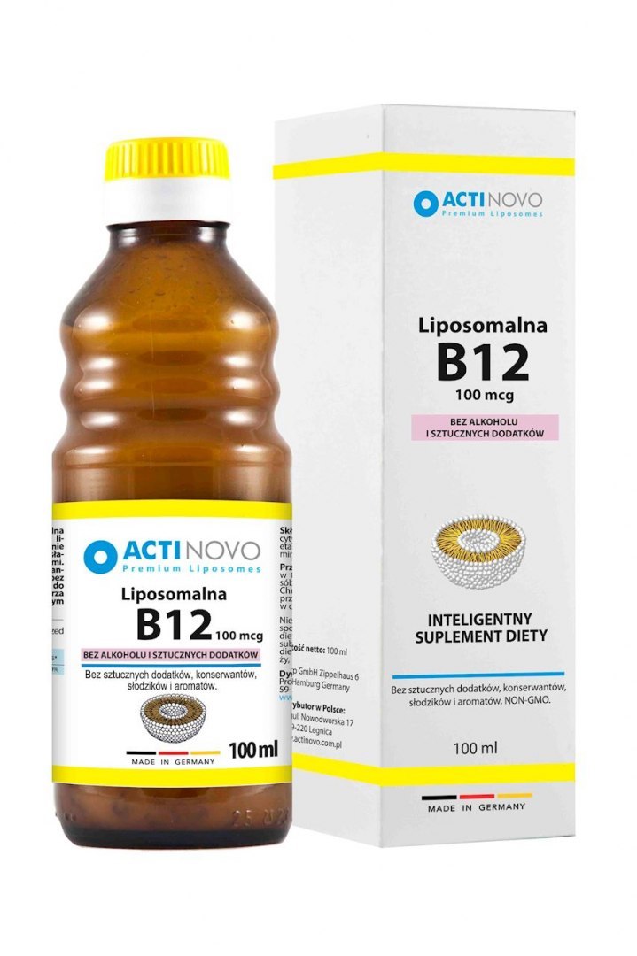ACTINOVO Liposomalna Witamina B12 100mcg bez alkoholu - 100ml (50 dni)
