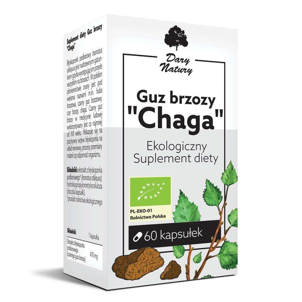 Guz Brzozy "Chaga" 60kaps. Ekologiczny Suplement diety DARY NATURY