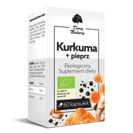Kurkuma + pieprz 60kaps. Ekologiczny Suplement diety DARY NATURY
