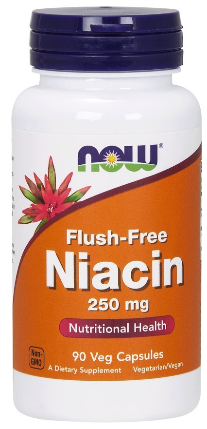 NOW FOODS Niacin Flush-Free 250mg, 90vcaps. - Niacyna - Witamina B-3 - PP