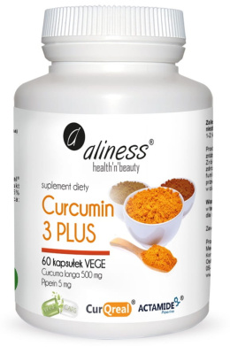 Curcumin 3 PLUS Curcuma longa 500 mg Piperin 5 mg 60 kapsułek Aliness - witaminy, suplementy diety