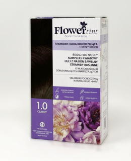 Flowertint - Kremowa farba koloryzująca do włosów 1.0 Czarny - Seria Naturalna