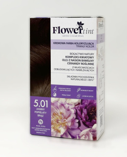 Flowertint - Kremowa farba koloryzująca do włosów 5.01 Jasny popielaty brąz - Seria Popielaty