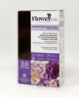 Flowertint - Kremowa farba koloryzująca do włosów 3.0 Ciemny brąz - Seria Naturalna