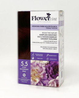 Flowertint - Kremowa farba koloryzująca do włosów 5.5 Jasny mahoniowy brąz- Seria Czerwienie