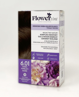 Flowertint - Kremowa farba koloryzująca do włosów 6.01 Ciemny popielaty blond - Seria Popielaty