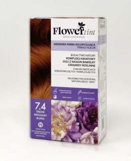 Flowertint - Kremowa farba koloryzująca do włosów 7.4 Średni miedziany blond - Seria Czerwienie